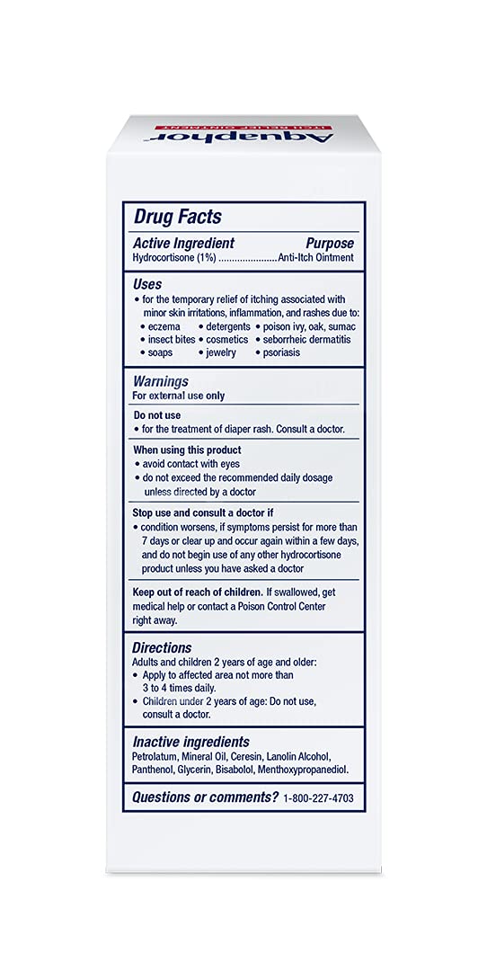 Aquaphor Itch Relief 1% Hydrocortisone – Pediatrician & Dermatologist Recommended Itch Cream for Trusted Family First-Aid Use