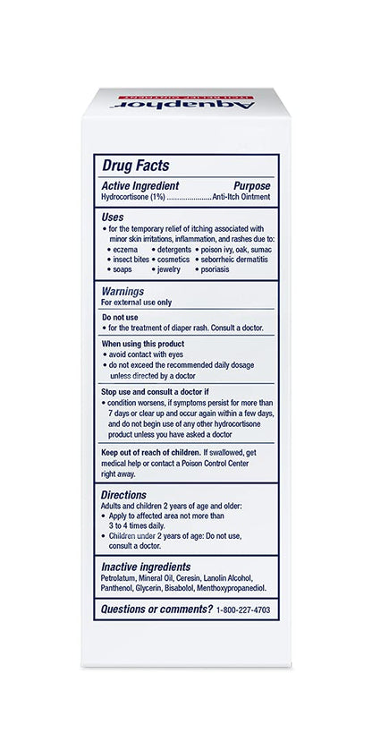 Aquaphor Itch Relief 1% Hydrocortisone – Pediatrician & Dermatologist Recommended Itch Cream for Trusted Family First-Aid Use