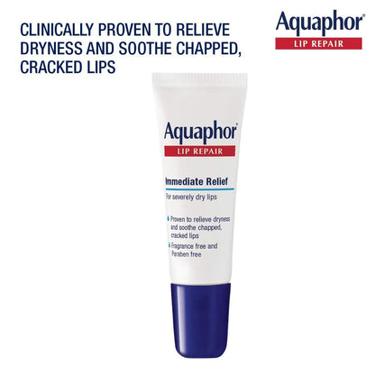 Aquaphor Lip Repair Ointment – Glossy Moisture Base to Layer Under Lipstick in a Capsule Makeup Drawer, .35 fl. oz. Tube