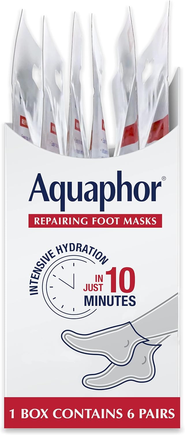 Aquaphor Repairing Foot Masks – Post-Shower Foot Care for Relaxation Night, Nourishing Sock Mask with Shea Butter and Glycerin