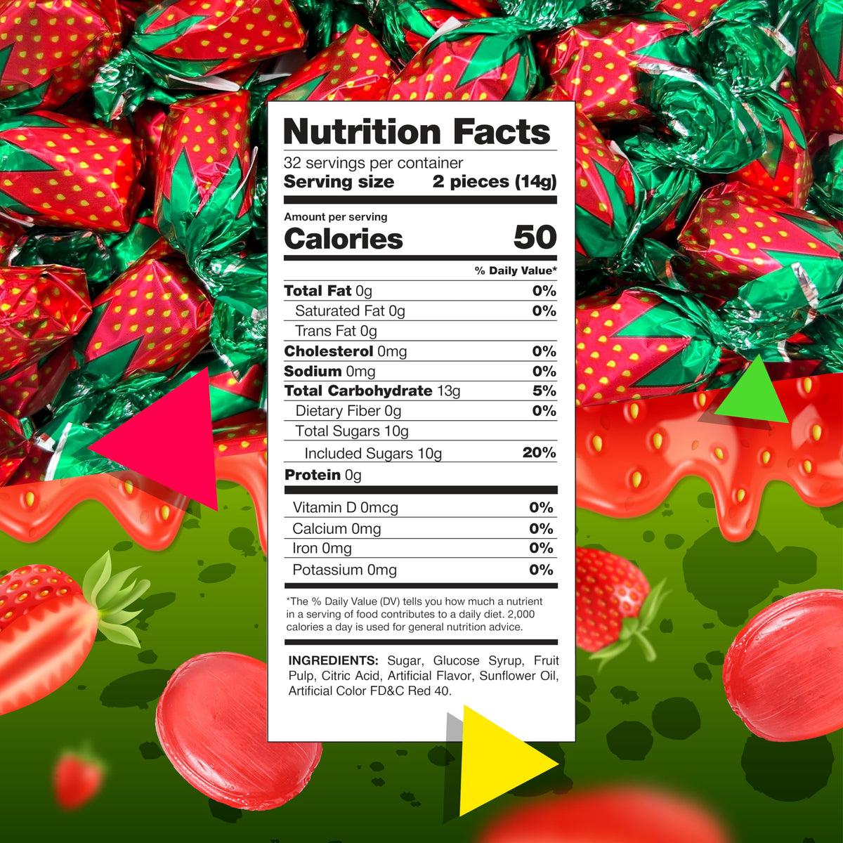 Arcor Strawberry Bon Bons Hard Candy Individually Wrapped – Family Movie Night and Lunchbox Snack, Bulk Strawberry Candy Safe for Kids' Rooms