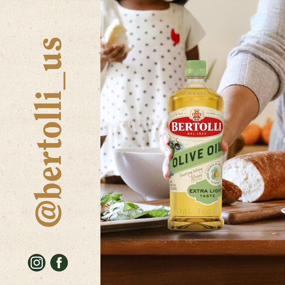 Bertolli Extra Light Tasting Olive Oil – Family-Size Non-GMO Oil for Kid-Friendly Cooking