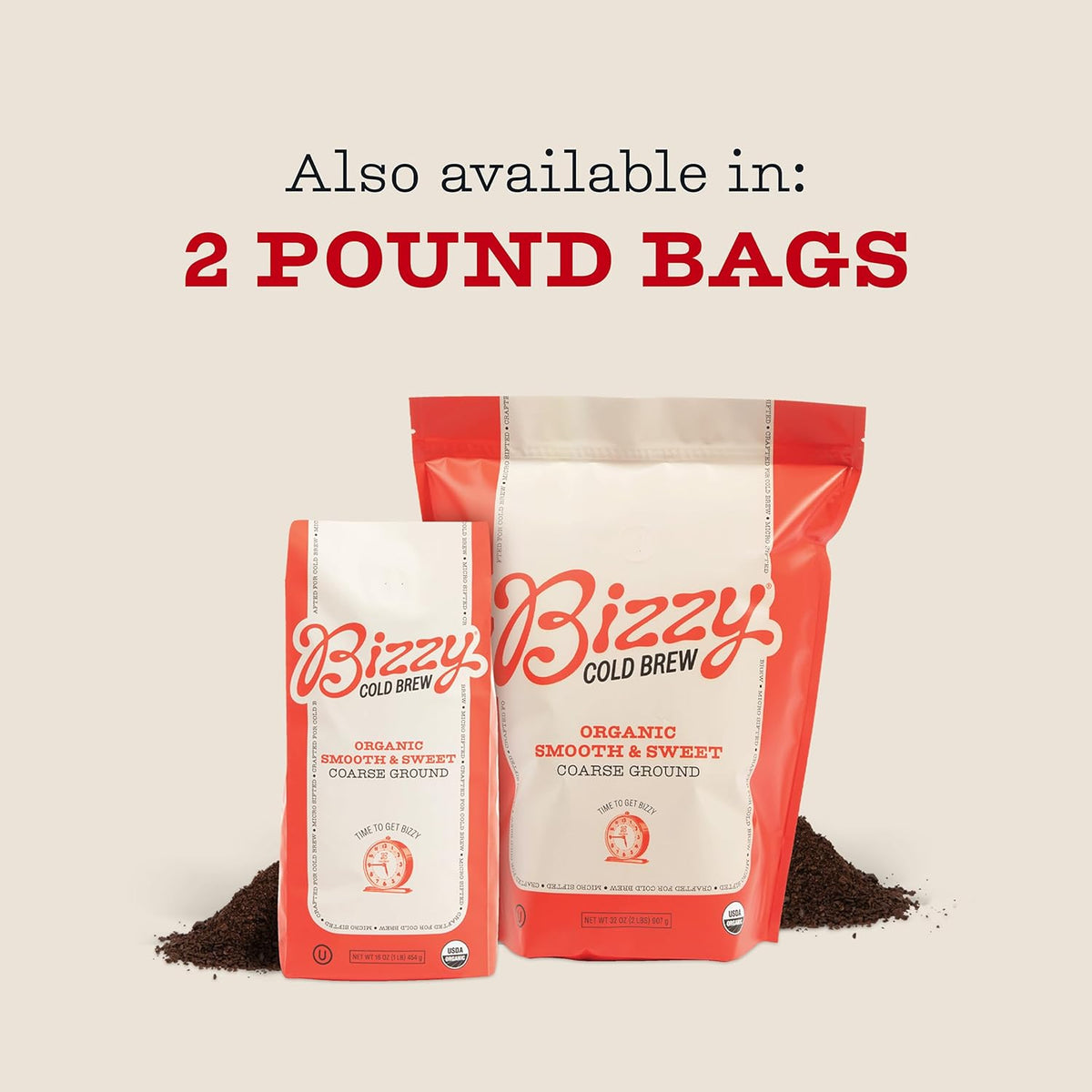 Bizzy Organic Cold Brew Coffee – Coarse Ground 32 oz Office Supply for Batch Brewing Through Busy Work Weeks