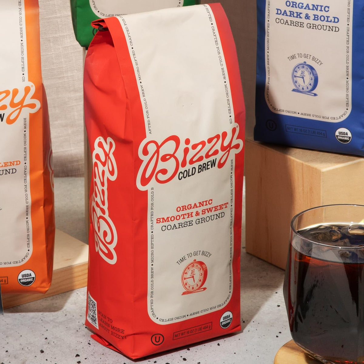 Bizzy Organic Cold Brew Coffee – Coarse Ground 32 oz Office Supply for Batch Brewing Through Busy Work Weeks