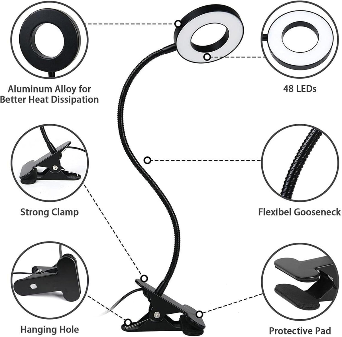 [Brand Name] Minimalist Desk Lamp – Clean Line Clip On Light for Uncluttered Workspaces, Matte Black LED