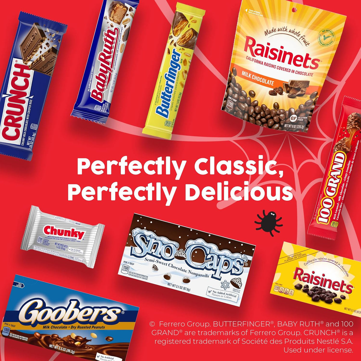 Butterfinger, CRUNCH, Baby Ruth & 100 Grand Candy Gift Bag, 100 Count – Nostalgic Halloween Present for Coworkers, Neighbors, and Holiday Hostess Gifts