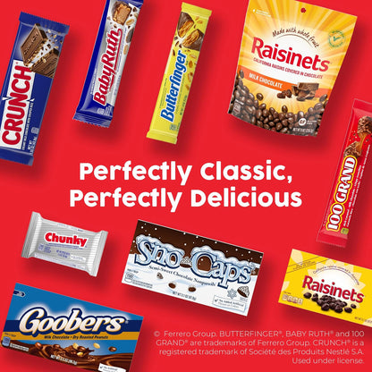 Butterfinger, CRUNCH, Baby Ruth & More Bulk Candy Assortment – Halloween Care Package for College Students and Neighbors, 130 Count