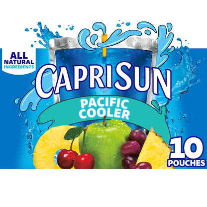 Capri Sun Pacific Cooler All-Natural Juice Blend, 30 ct Box, Monk Fruit Sweetened Low-Sugar Drink for Health-Conscious Families and Lunch Planning