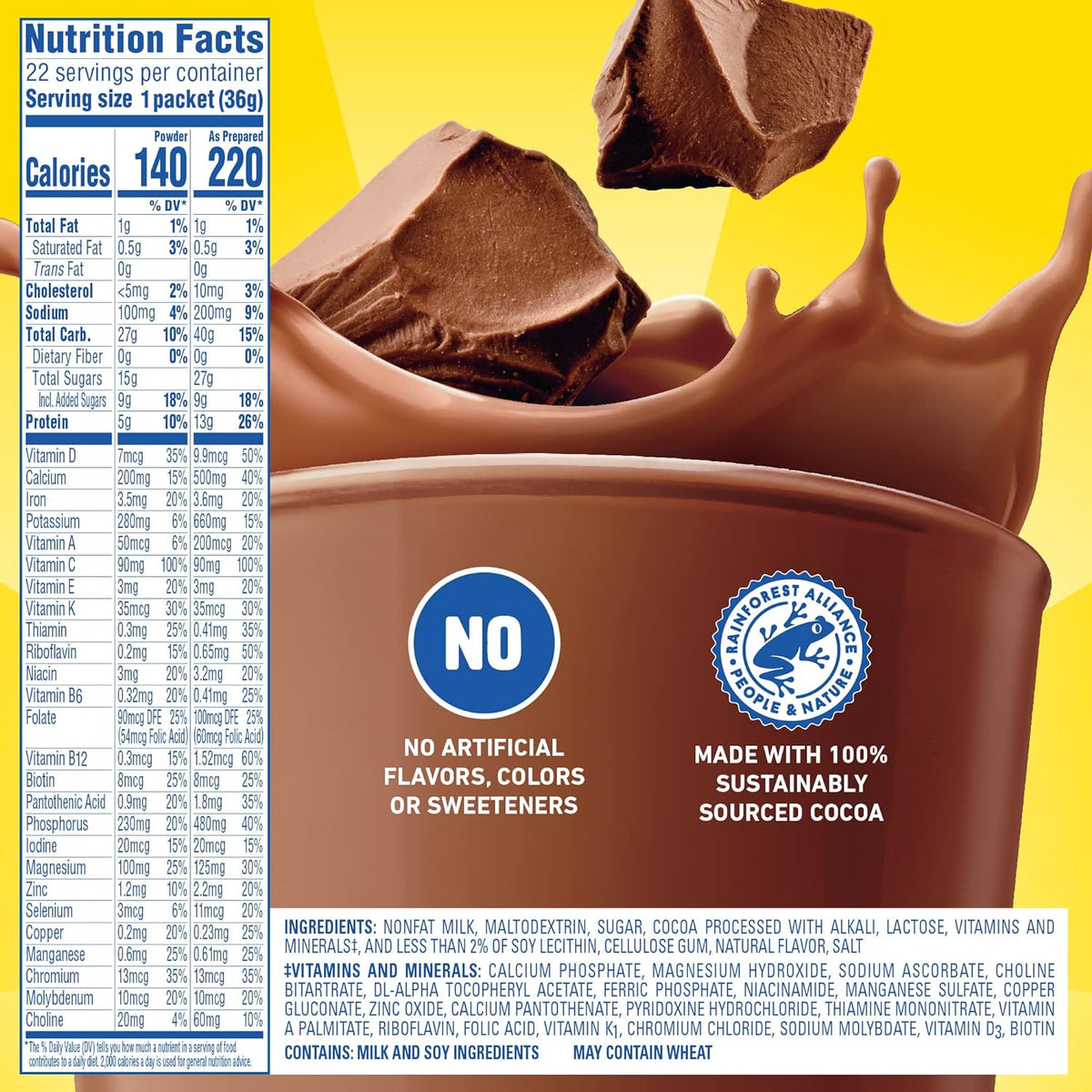 Carnation Breakfast Essentials High Protein Powder – Fortified Breakfast Shake for Mindful Nutrition, Fitness Recovery, and Healthy Aging, 22 ct Chocolate