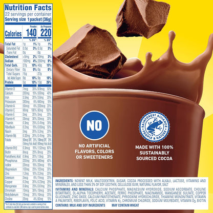 Carnation Breakfast Essentials High Protein Powder – Fortified Breakfast Shake for Mindful Nutrition, Fitness Recovery, and Healthy Aging, 22 ct Chocolate