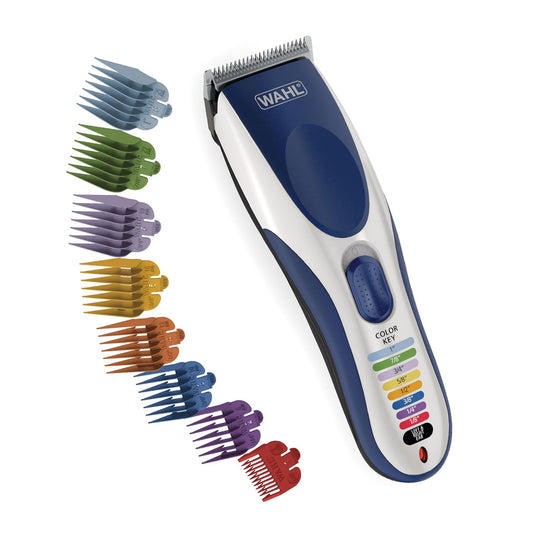 color-coded attachment guards matched to a key on the clipper body