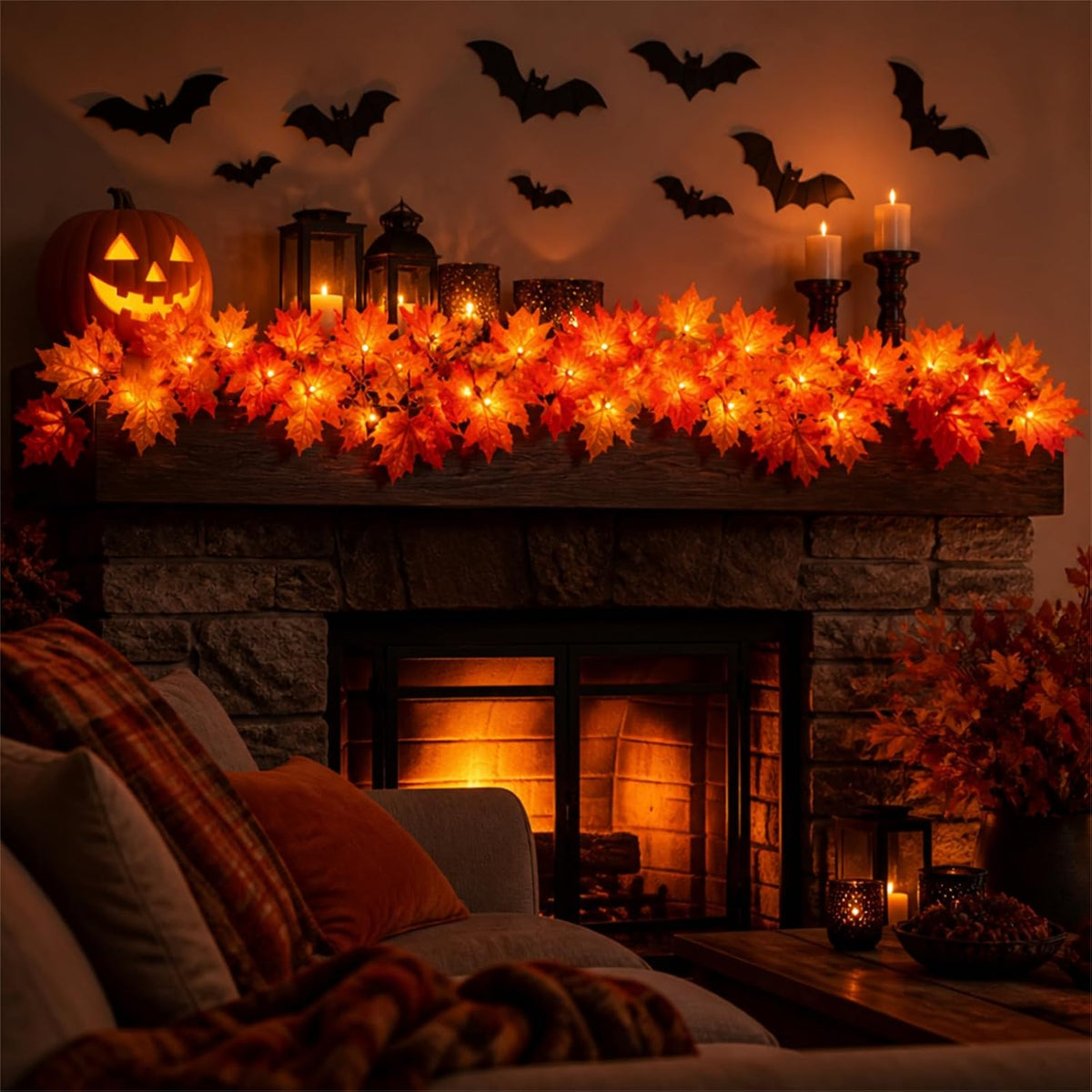 detachable vivid maple leaf accents with classic fall coloring
