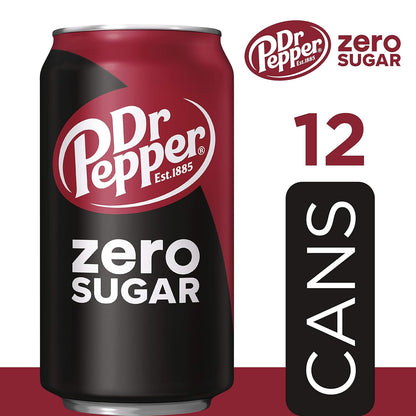 Dr Pepper Zero Sugar Soda – Crowd-Pleasing Hostess Gift for Housewarmings and Holiday Gatherings, 12 fl oz, Pack of 12