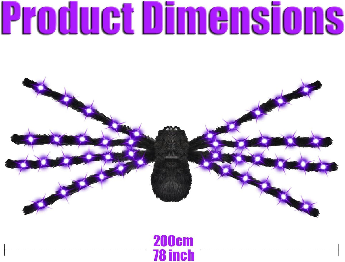 furry black polyester body with multiple jointed legs for realistic appearance