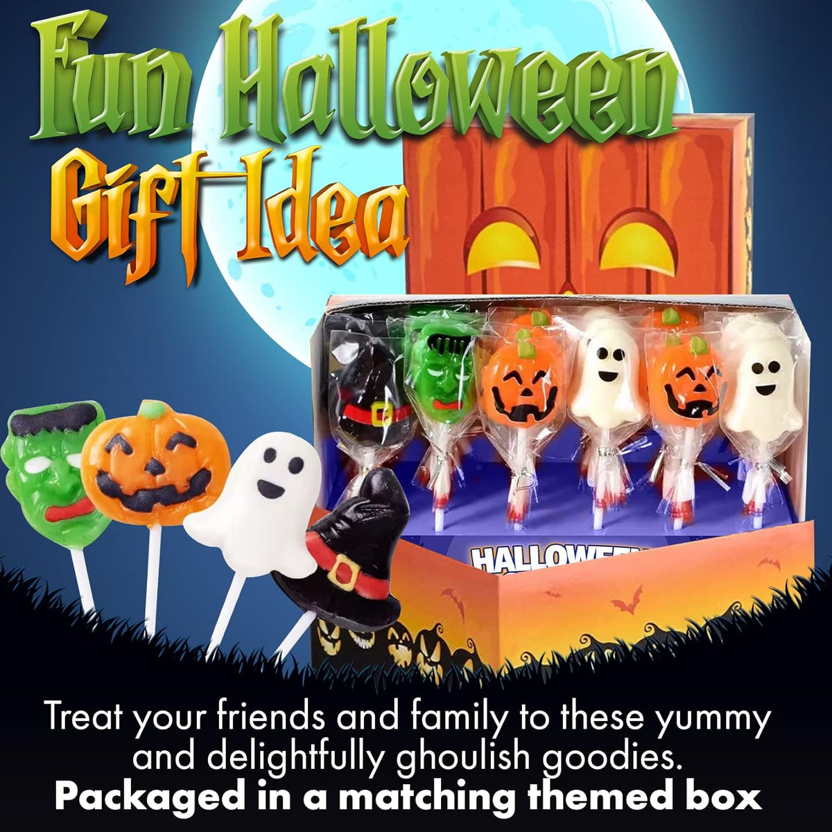 Fusion Select Spooky Lollipops – Sealed Freshness for Outdoor Trick or Treat Distribution on Porches, Patios & Walkways