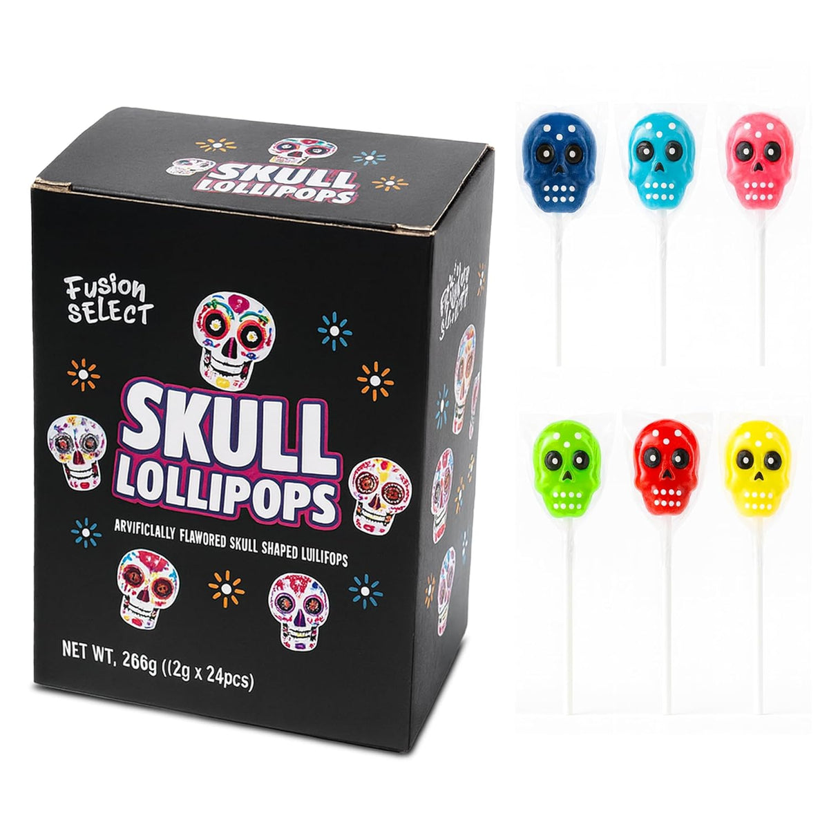 Fusion Select Spooky Lollipops – Sealed Freshness for Outdoor Trick or Treat Distribution on Porches, Patios & Walkways