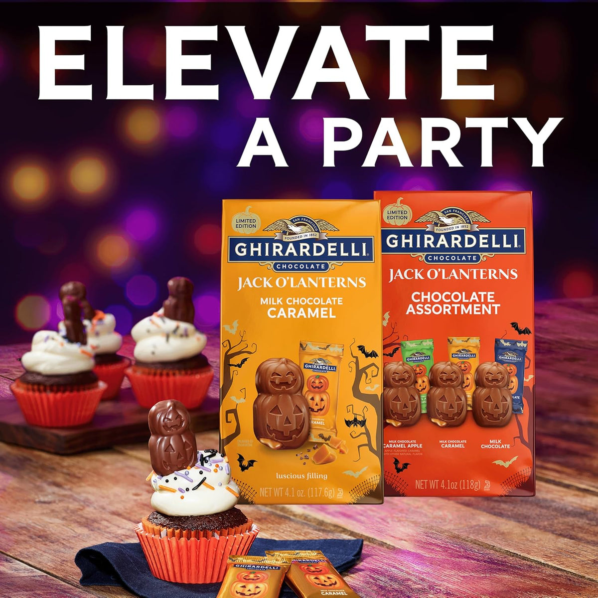 Ghirardelli Jack O' Lantern Assortment 4.1oz – Portion-Controlled Halloween Treat Parents Trust for Trick-or-Treat Night