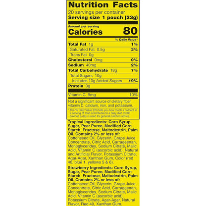 Gushers Strawberry and Tropical Fruit Snacks for Kids Lunch Boxes – Gluten Free, 12 Single-Serve Pouches