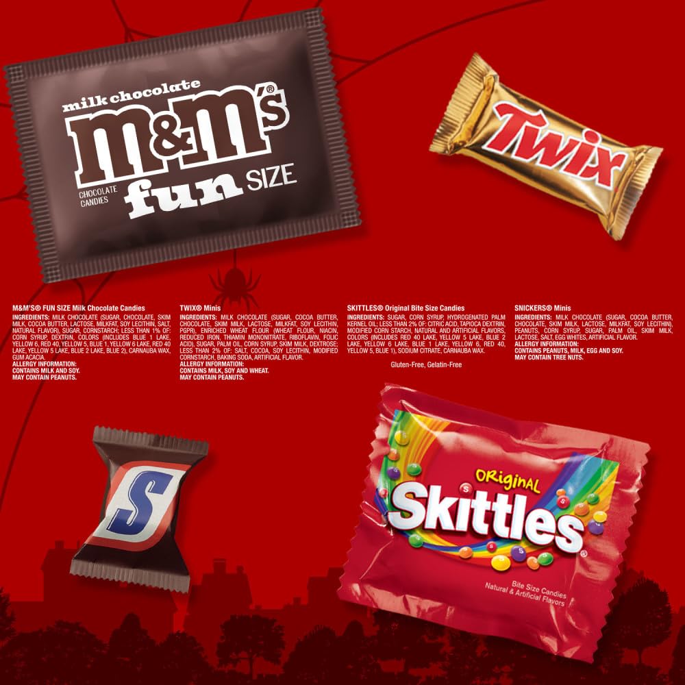 Halloween Candy Gift Idea – Bulk 60 Count Fun Size Variety Pack for Hostess, Teacher and Office Trunk-or-Treat