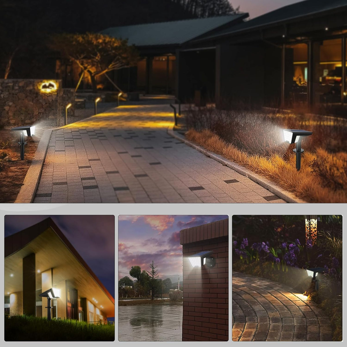 Kyson Solar Landscape Lights, Simple Push-Button 3 Mode Operation for Minimalist Home Exterior & Neutral Backyard Decor