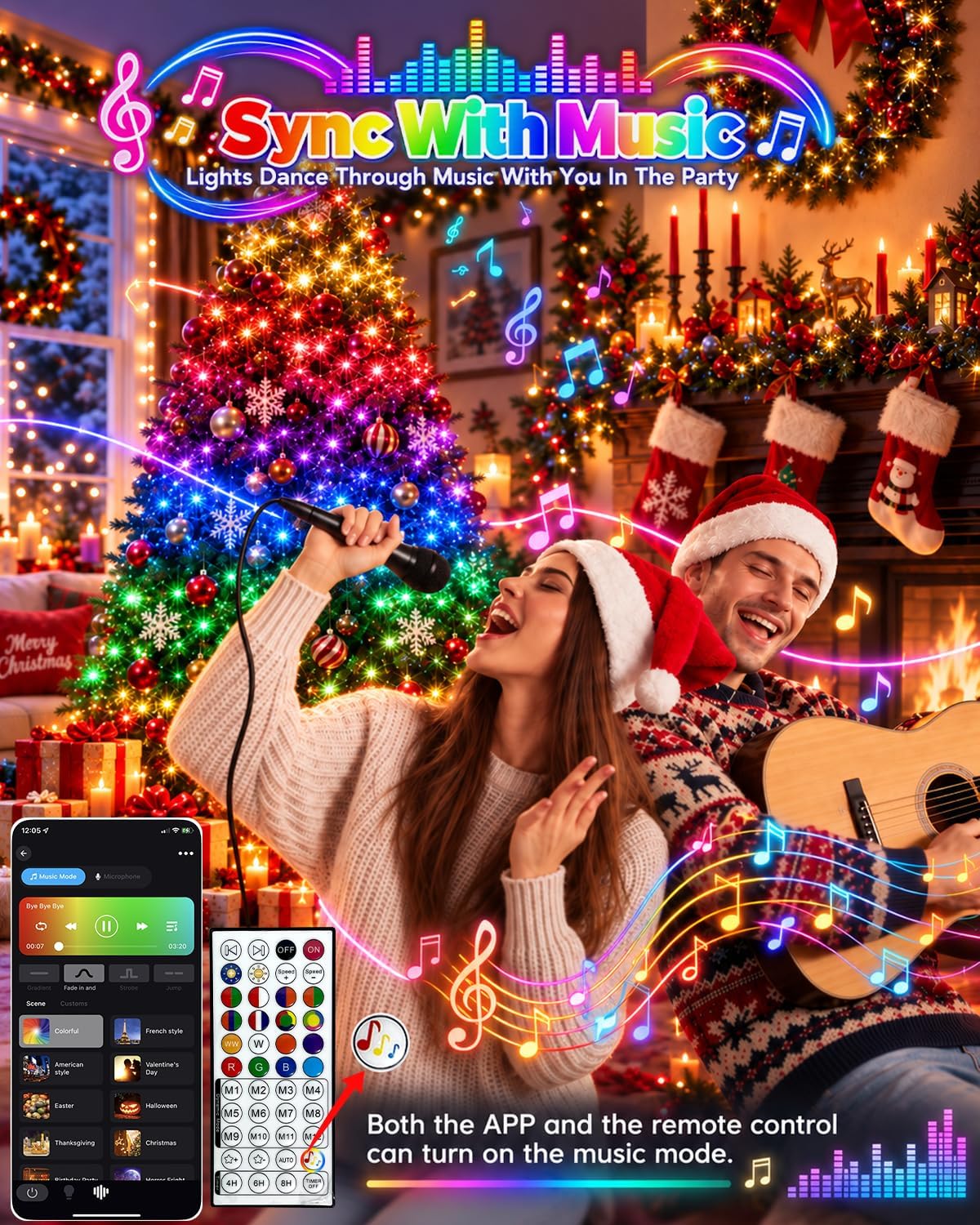 Lumicharm Holiday String Lights – Christmas and Valentine's Day Gift for Her with 40 Scene Modes and Customizable Color Themes