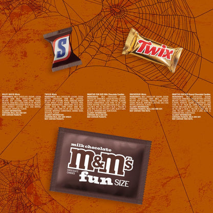M&M'S, SNICKERS, TWIX & MILKY WAY Child-Friendly Halloween Chocolate Mix for Trick-or-Treat, Classroom Treats and Spooky Movie Night with the Kids, 120 Count Bag