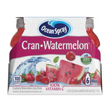 Ocean Spray® Cran-Watermelon™ Cranberry Watermelon Juice Drink, 100% Daily Vitamin C, Gluten Free Portable 10 Fl Oz Bottles, 6 Pack for Wellness Routines