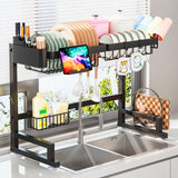 ADBIU Snap-On 2 Tier Sink Drying Rack – Simple Streamlined Dish Storage for Small Counter Living