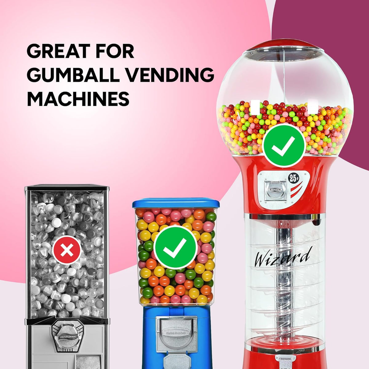 MiniMax 50 Pack Gumballs Decorative Chewing Gum Display for Living Room Candy Bowls and Party Ready Homes