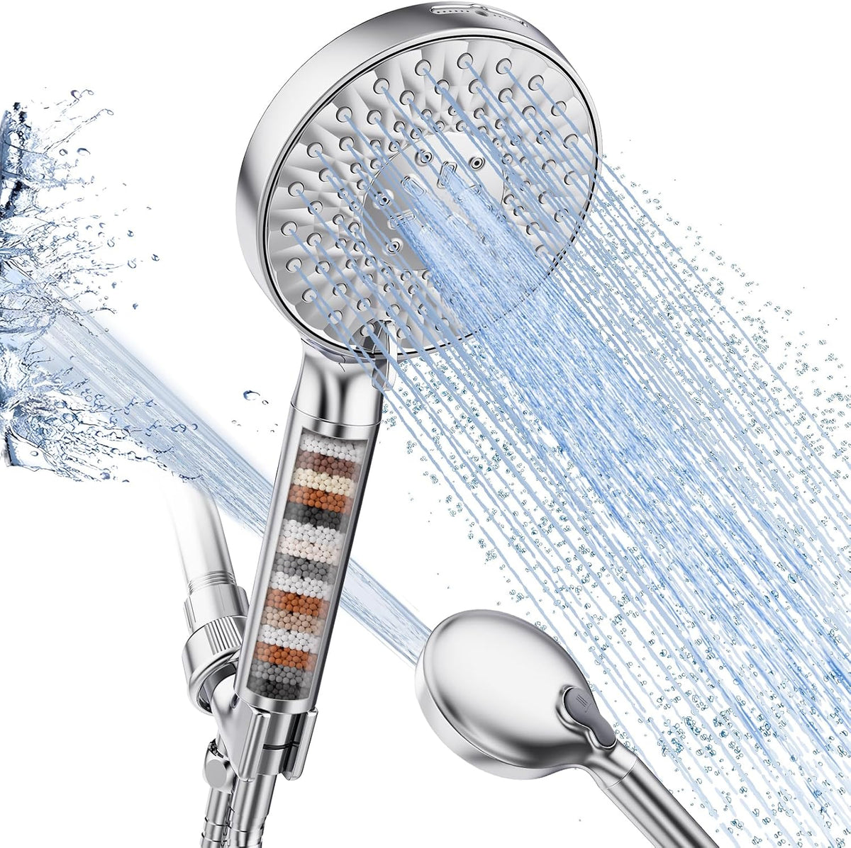 multi-stage filtration using kdf, maifanstone, and vitamin c media to reduce chlorine and impurities