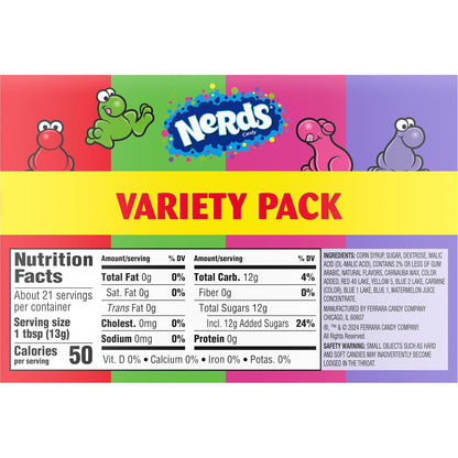 NERDS Dual Flavor Boxes – Study Session Snack for Students, Portion-Controlled Grape Strawberry Watermelon Cherry Candy, 1.65 oz Each