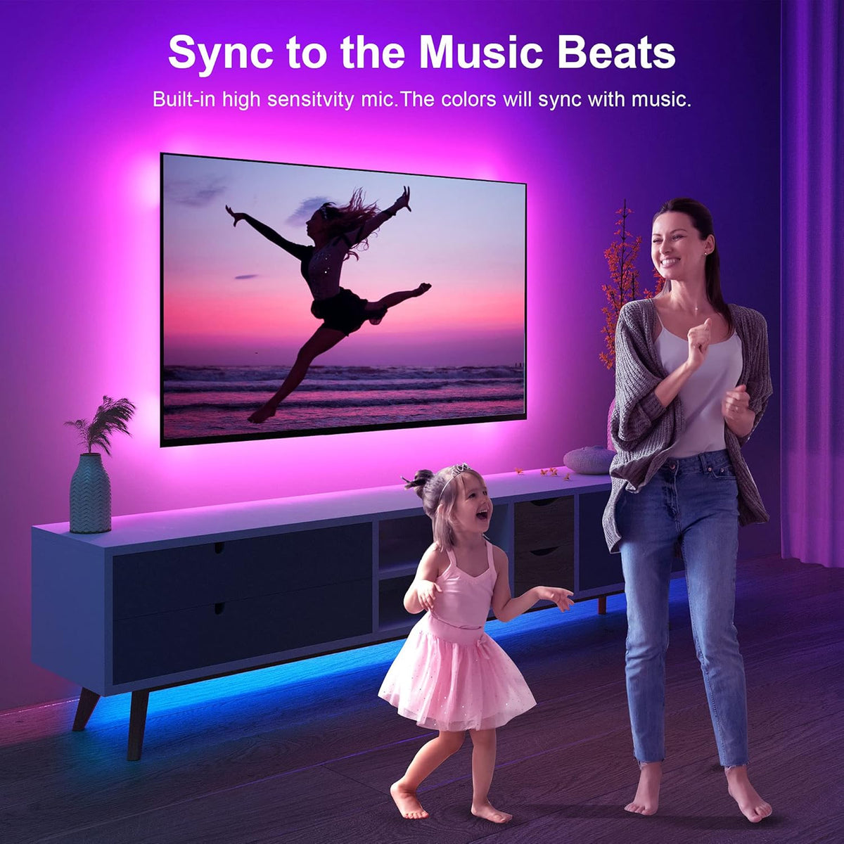 Nexillumi Music Sync LED Lights – Fun Colorful Backlight for Kids Gaming Setup and Toy Room