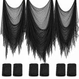 Yobbai Black Halloween Creepy Cloth Drape – Stretchy Cotton Gauze Decor for Mantel, Doorway, and Living Room Walls