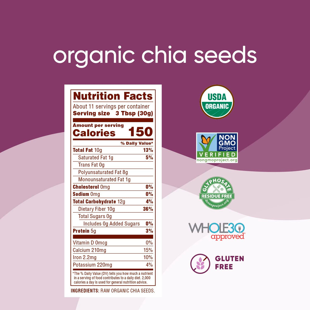 Nutiva Organic Chia Seed 12 oz – Clean Label Fiber and Omega 3 Source for Wellness Rituals, Glow-Up Smoothie Bowls and Calming Evening Drinks