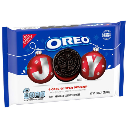 OREO Joy! Winter Embossed Cookies with Red Creme – After-School Snack Surprise for the Holiday Season