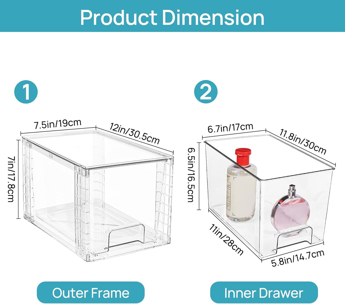pet acrylic construction with 12" x 7.5" x 7" exterior dimensions