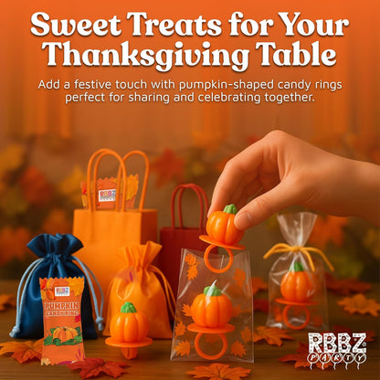 Pumpkin Candy 3D Ring Pops – Allergy Conscious Sealed Candy Pack for Safe Group Distribution at Parties