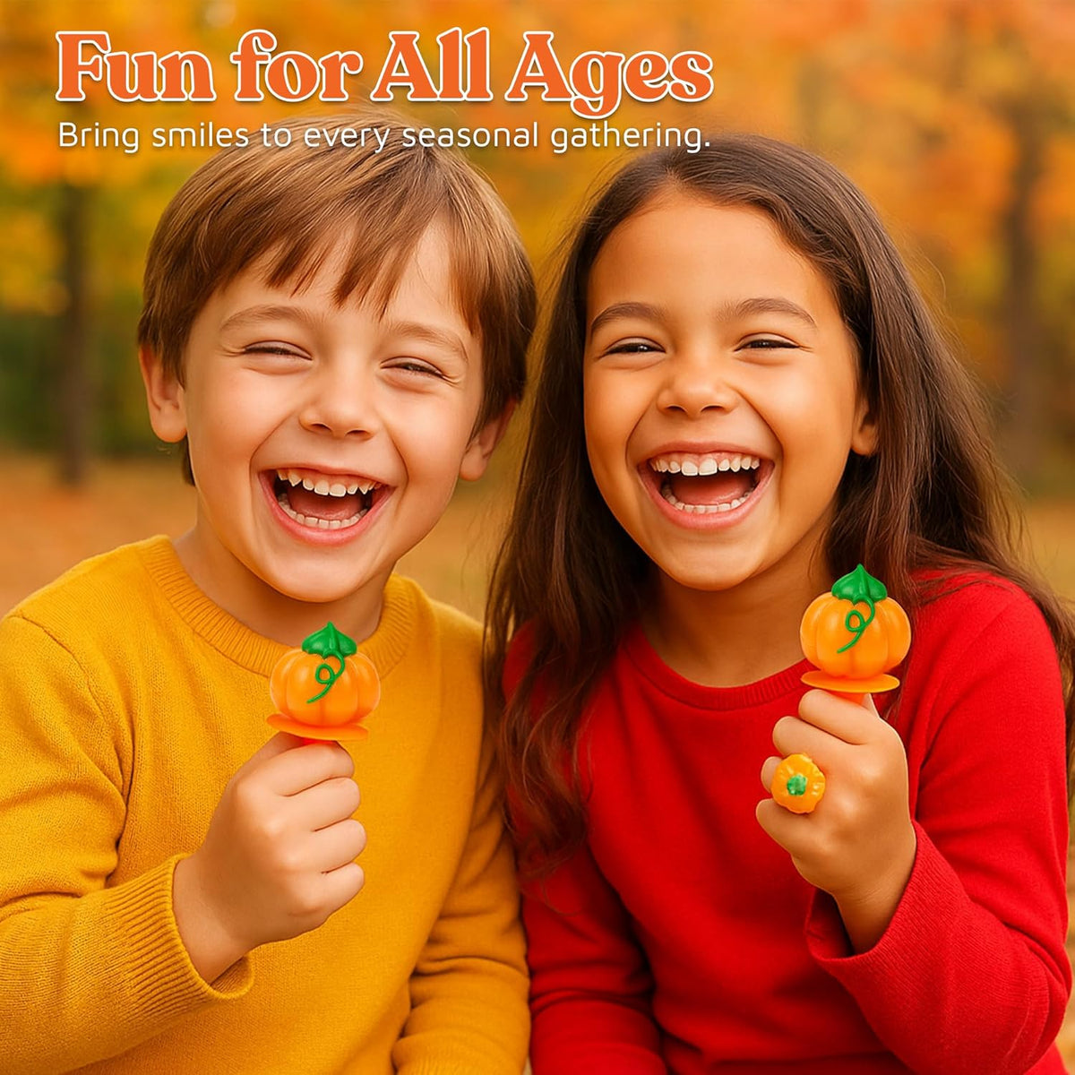Pumpkin Candy 3D Ring Pops – Allergy Conscious Sealed Candy Pack for Safe Group Distribution at Parties