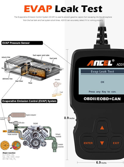 read and clear diagnostic trouble codes, view freeze frame, i/m readiness, and live/hard memory data