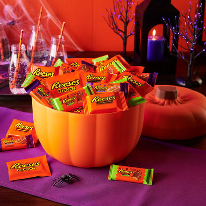 Reese's Halloween Candy Variety in Reusable Pumpkin Bowl – Seasonal Fall Home Decor for Mantel and Entryway Styling