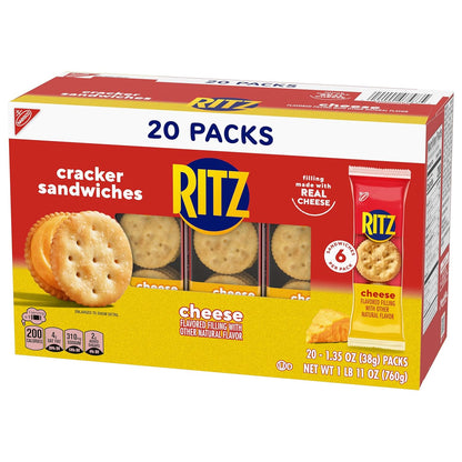 RITZ Cheese Sandwich Crackers, Parent-Approved Pantry Staple for Kids' Lunchboxes and After-School Snacking