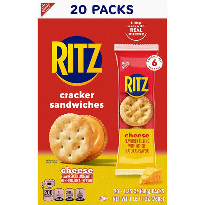 RITZ Cheese Sandwich Crackers, Parent-Approved Pantry Staple for Kids' Lunchboxes and After-School Snacking