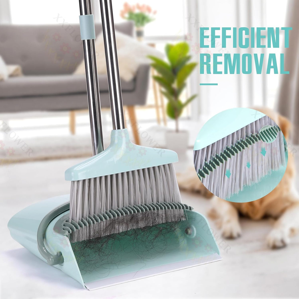 rubber-lipped dustpan for flush-to-floor fine dust capture