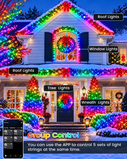 scalable led counts from 100 to 2000 leds and 11 color themes (warm white, cool white, multicolor, red, green, blue, purple, color-changing, and holiday combos)