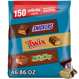 SNICKERS, TWIX & MILKY WAY Minis Chocolate Candy Bars Variety Pack, 150 Ct Bulk Bag – Patio Movie Night & Backyard Party Candy Bowl for Outdoor Gatherings
