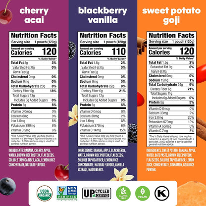shelf-stable, bpa-free squeeze pouches requiring no refrigeration