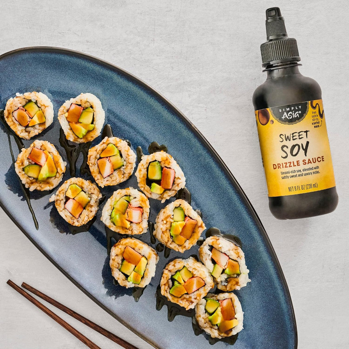 Simply Asia Sweet Soy Drizzle Sauce — Cozy At-Home Sushi and Bowl Night Flavor Ritual, 8 fl oz Squeeze Bottle