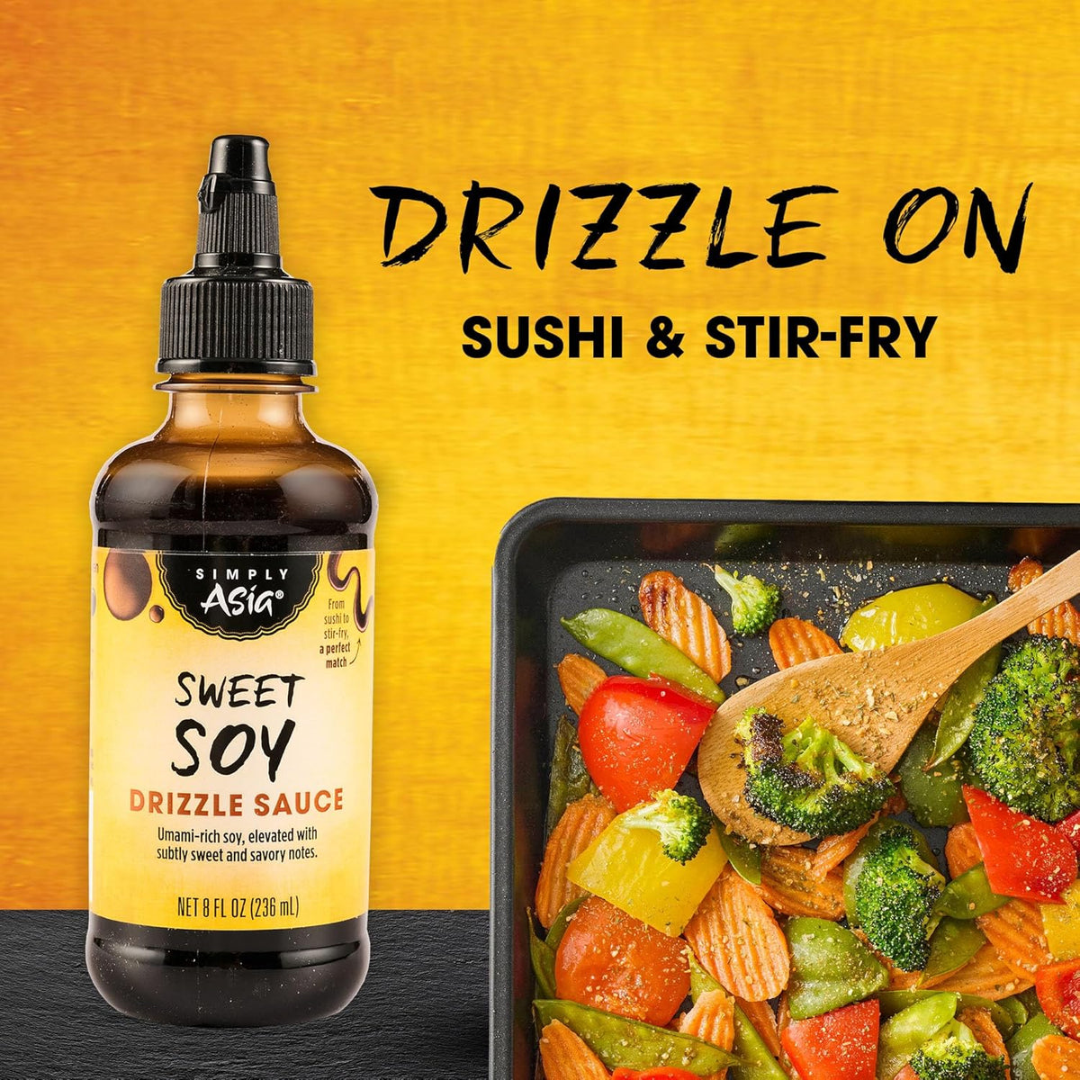 Simply Asia Sweet Soy Drizzle Sauce — Cozy At-Home Sushi and Bowl Night Flavor Ritual, 8 fl oz Squeeze Bottle