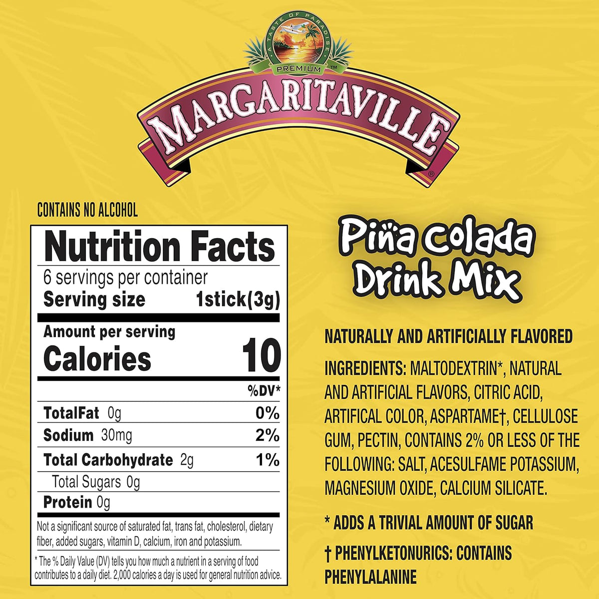 Singles To Go! Margaritaville Water Drink Mix – Portable Flavor Sticks for Commute and Workday Water Bottles, 72 Packets