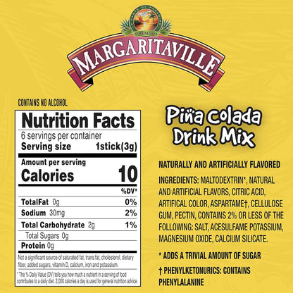 Singles To Go! Margaritaville Water Drink Mix – Portable Flavor Sticks for Commute and Workday Water Bottles, 72 Packets
